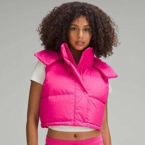 Lululemon Wunder Puff Super Cropped Vest Size 12 Sonic Pink Puffer Hooded NEW